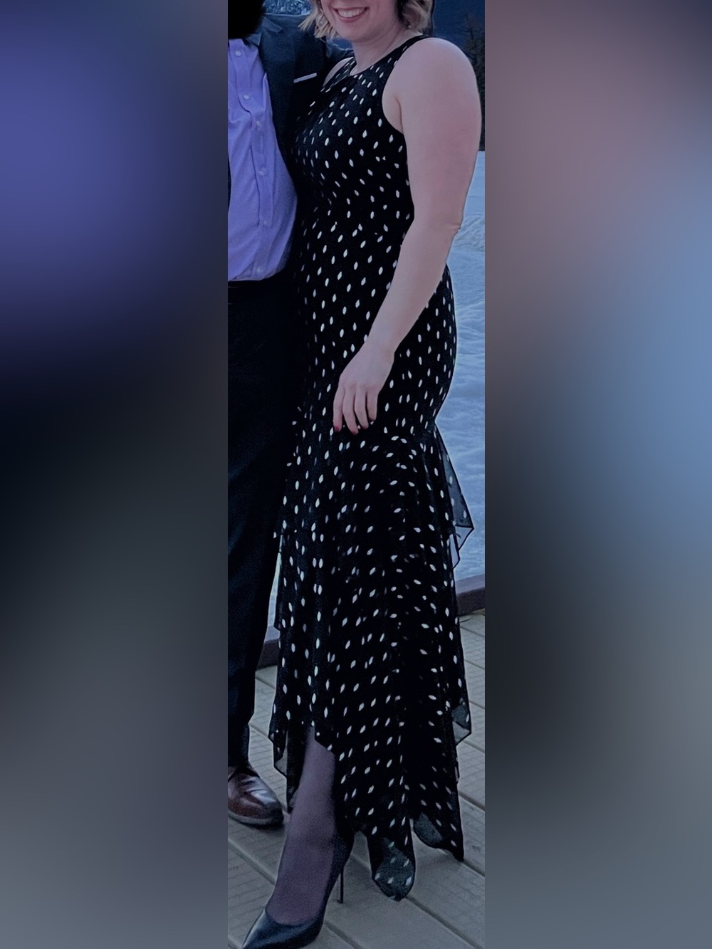 Laura - black and silver High Low Dress